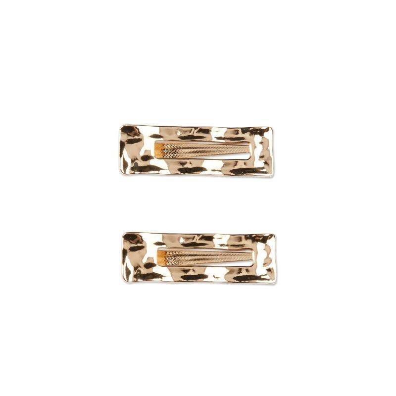 sc&#252;nci Consciously Minded Recycled Hammered Metal Salon Clips - Gold - 2pc, 3 of 8