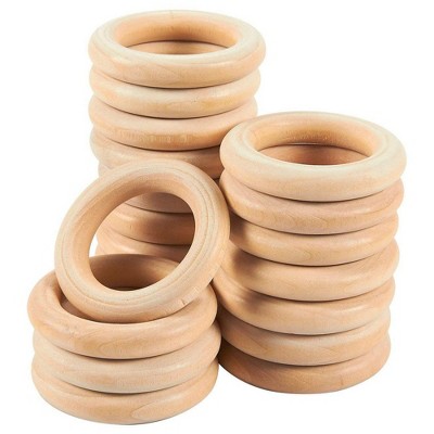 20 Pack Unfinished Natural Wood Ring for Ring Pendant, DIY Connectors, 2.2 Inch