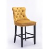 CLIHOME Set of 2 Bar Chairs, Contemporary Velvet Upholstered Barstools with Button Tufted Decoration and Wooden Legs - 2 of 4