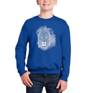 LA Pop Art Lion - Boy's Word Art Crewneck Sweatshirt - 1 of 3