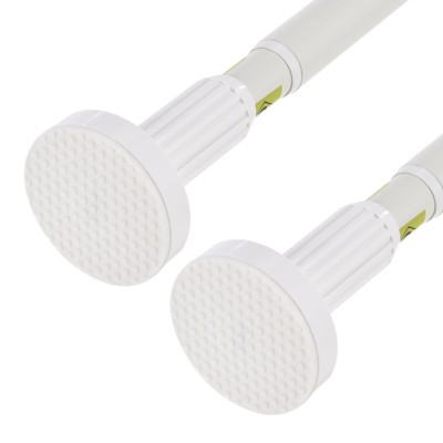 Unique Bargains Carbon Steel No Drilling Adjustable Tension Shower Curtain Rod 2 Pcs