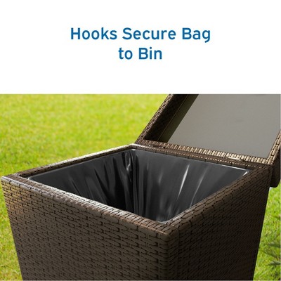 Brown Wicker 30-Gallon Outdoor Trash Can with Lid