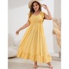 Clearlove Women's Summer Plus Size Dress Ruffle Cap Sleeveless V Neck Side Split Long Beach Maxi Dress - 2 of 4