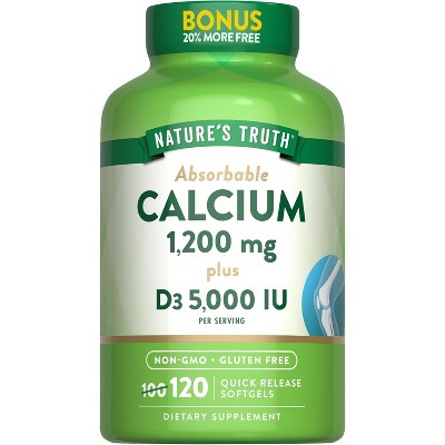 Nature's Truth Absorbable Calcium 1200mg with Vitamin D3 5000 IU | 120 Softgels