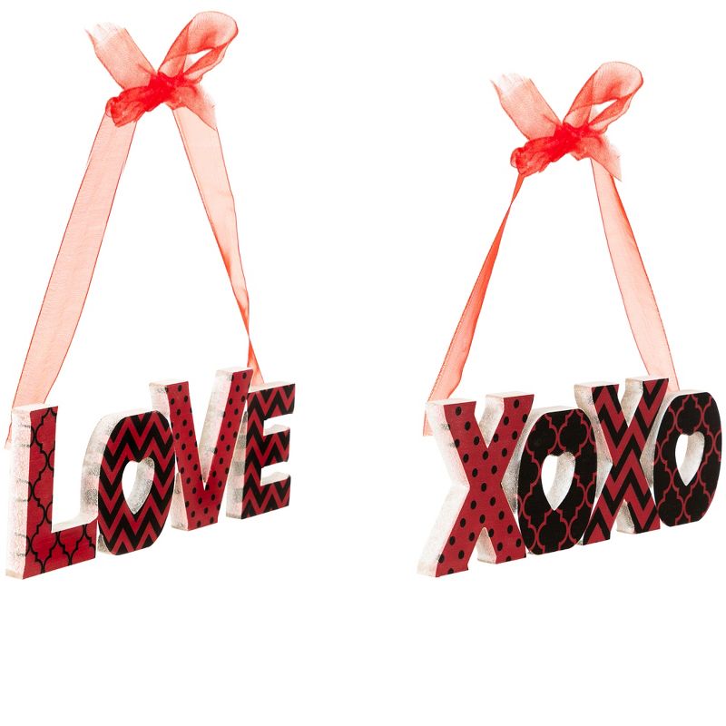 Northlight Wooden LOVE and XOXO Valentine's Day Wall Decorations - 8" - Red and Black - Set of 2, 4 of 7