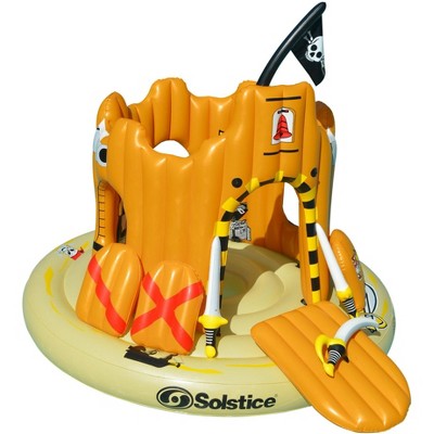 Solstice 82" Inflatable Giant Floating Pirate Castle Swimming Pool Adventure Play Set - Yellow