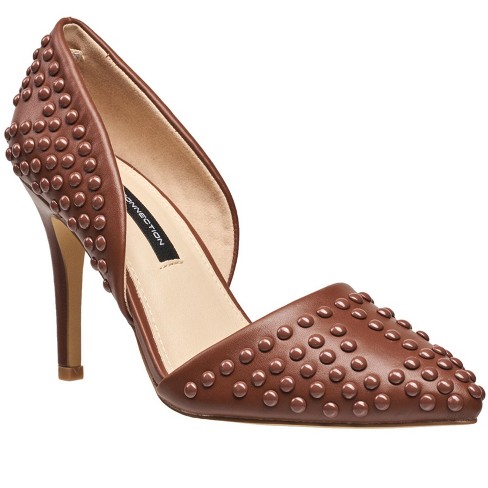 Brown studded heels best sale