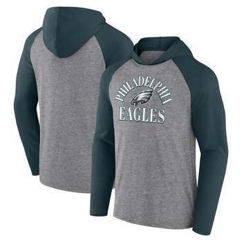 NFL Philadelphia Eagles Men's Gray Full Back Run Long Sleeve Lightweight Hooded Sweatshirt