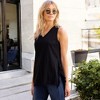 Amaryllis Women's Sleeveless V-Neck Tunic Top Asymmetric Ruffle Hem Relaxed Fit Flowy Design - 3 of 4