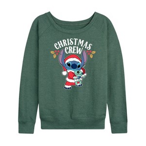 Women's - Lilo and Stitch - Christmas Crew Lightweight French Terry Wide Neck Long Sleeve Shirt - 1 of 4