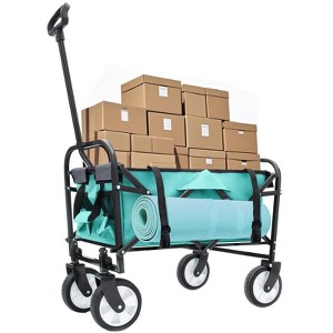 VisioGear Multi-use Bag Collapsible Foldable Wagon Cart, Beach Wagon Grocery Cart with Liner Bag and Cover, Blue, 25.98"*17.32"*37.4" - 1 of 4