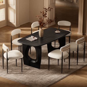 Modern Dining Table Set for 4, 68'' Rectangle Dining Table with 4 Chairs, ith Pedestal Base, Dinner Table for Dining Room, Kitchen-Morden Fort - 1 of 4