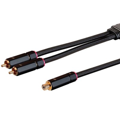 Monoprice 2-Male to 1-Female RCA Y-Adapter - 1 Feet - Black | Gold Plated Connectors, Double Shielded With Copper Braiding - Onix Series