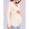 Women's V-Neck Side-Ruched Long Sleeve Henley Tee | Motherhood Maternity - 3 of 4
