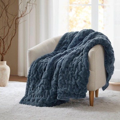 FIONECA Ruched Fur Throw 50x60"