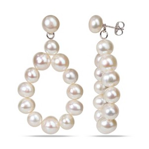 EVERLY JEWELRY | Sterling Silver 7-9mm Button and Potato Pearl Teardrop Earrings - 1 of 4