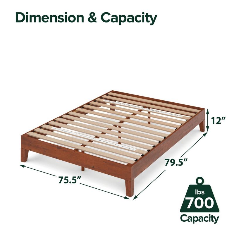 12" Wen Deluxe Wood Platform Bed Frame Cherry - Zinus, 6 of 11