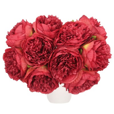 Unique Bargains Artificial Realistic Appearance Durable Faux Peony Flower 12.6'' Long 20 Pcs Red