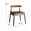 FONTOI Armchair Upholstered Chair Set of 2 with Solid Wood Legs,  Mid-Century Modern Accent Stools Set of 2 for Kitchen, Brown, 16.9"*14.2"*33.8" - 3 of 4
