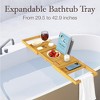 Bathtub Tray for Tub - Bamboo Expandable Bath Tray with Wine, Book & Tablet Holder - Luxurious Tub Tray, Bath Caddy, Foldable, Christmas Gift - 2 of 4
