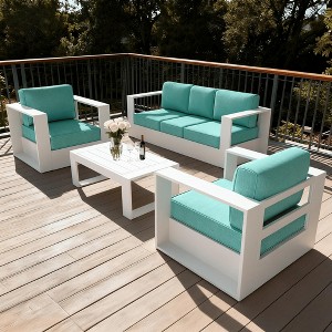 LayinSun 4 Piece Oversized Aluminum Outdoor Furniture Set, Patio Sofa Sets with Coffee Table, Deep Seating and Upgraded 6-inch Cushions - 1 of 4