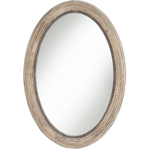 Noble Park Zahra Oval Vanity Decorative Wall Mirror Rustic Farmhouse Beaded Trim Natural Wood Frame 23 1/2" Wide for Bathroom Bedroom Living Room Home - 1 of 4