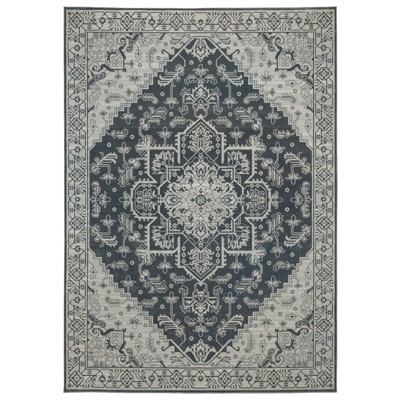 Oriental Weavers Intrigue INT07 Blue/ Grey Indoor Area Rug - 5'3" x 7'6"
