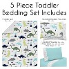 Sweet Jojo Designs Boy Toddler Bedding Set Mod Dinosaur Blue and Green Blue and Green 5pc. - 3 of 4