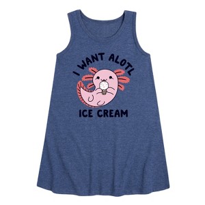 Girls' - Instant Message - I Want Alotl Ice Cream Graphic Sleeveless Aline Dress - 1 of 4
