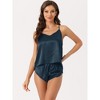 cheibear Women's Sliky Satin Sleeveless Cami Sleepwear with Shorts Lounge Pajamas Set - 3 of 4
