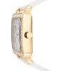 Peugeot Women's 14K Gold Plated Square Dress Watch with European Crystals and White Leather Band - 3 of 4