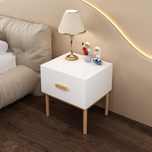 KWPZQEB Nightstand with Drawer, Mid Century Bedside Table with Wood Legs and Handle, Minimalist Display and Storage Organizer for Bedroom, White - 1 of 4