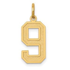 Black Bow Jewelry 14k Yellow Gold, Jersey Collection, Medium Number 9 Pendant - 1 of 4