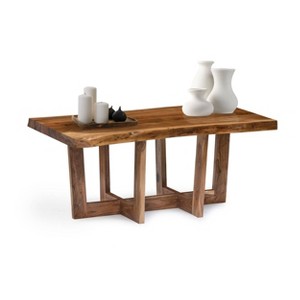 Alaterre Furniture 42" Berkshire Natural Brown Live Edge Coffee Table Solid Wood: Acacia, Non-Toxic Finish, Form Base - 1 of 4