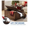 Farmhouse Square Lift-Top Coffee Table With Flip Top Storage For Living Room Wood Center Table with Large Hidden Storage Brown - 4 of 4
