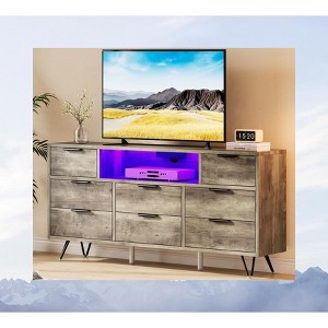 Spacious 8-Drawer Black Dresser with App-Controlled LED Lights & Built-in Charging Station – Ideal for Any Room - 1 of 4