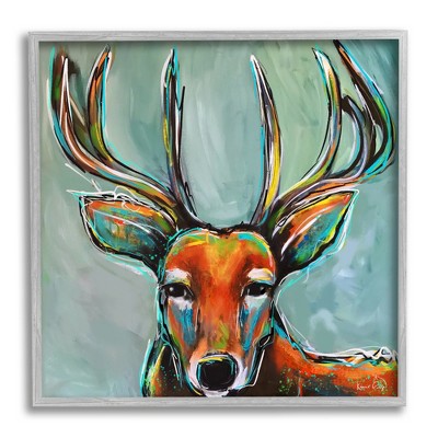 Stupell Industries Modern Urban Deer Painting Framed Giclee Art