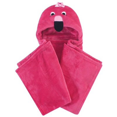 Hudson Baby Unisex Baby and Toddler Hooded Animal Face Plush Blanket - Flamingo One Size