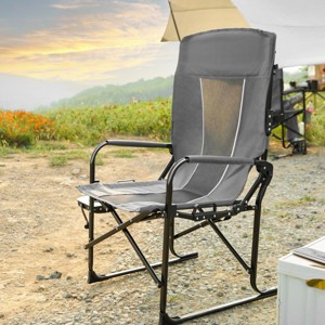 Camping Directors Chair, Heavy Duty With Side Table,Oversized Rocking Chair Outdoor With Pocket For Beach, Folding Chair That Rocks-Cuddlewood - 1 of 4