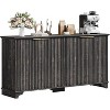 Sideboard Buffet Cabinet with 4 Fluted Doors, Farmhouse Kitchen Cupboard Storage with Adjustable Shelves, Modern Coffee Bar Cabinet for Dining Room - 2 of 4