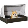 LOVMOR Rattan Dog Bed, Elevated Pet Sofa, Wicker Cat House, Indoor/Outdoor Use, for Garden Patio with Foldable Canopy, for Small or Medium-Sized Pets - 2 of 4