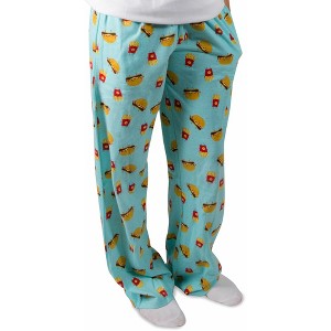 Pavilion Gift Company - Cheeseburger and Fries - XS Light Blue Lounge Pants - Pajama Bottoms - 1 of 4