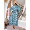 HAPPY BAY Women's Summer Batik Caftan Long Loungewear Dashiki House Dress with Pockets Sleepwear for Women Nightgown 1X-2X Blue, Floral - 3 of 4