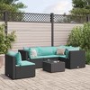 vidaXL Patio Lounge Set with Cushions Sectional Sofa Garden Backyard Poly Rattan - Black and Blue 3x Corner + 2x Middle + Table - 2 of 4