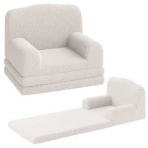 Kids Couch, 2 in 1 Comfy Toddler Couch Fold Out, Convertible Sofa to Lounger Foam Kids Chair - 1 of 4