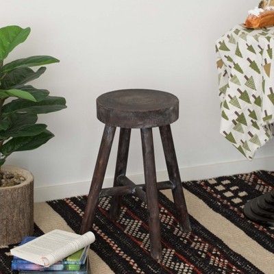 Rustic Brown Wooden Log Cabin Stools Set of 2