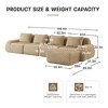 146" L-Shaped Modular Sofa Flannelette 4-Seater Ottoman Buckle No Assembly Light Camel - 4 of 4