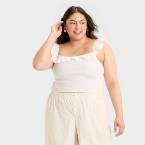 Women's Ruffle Sleeve Smocked Tank Top - Wild Fable™ - 1 of 3