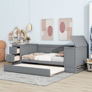 YOOCOZZ Twin Size Daybed with Trundle, Multi-Storage Cabinets and Drawers and Charging Ports - 1 of 4