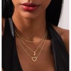 14K Gold Plated Initial Necklace, Layered Heart & A-Z Letter Personalized Gift for Women - 3 of 4